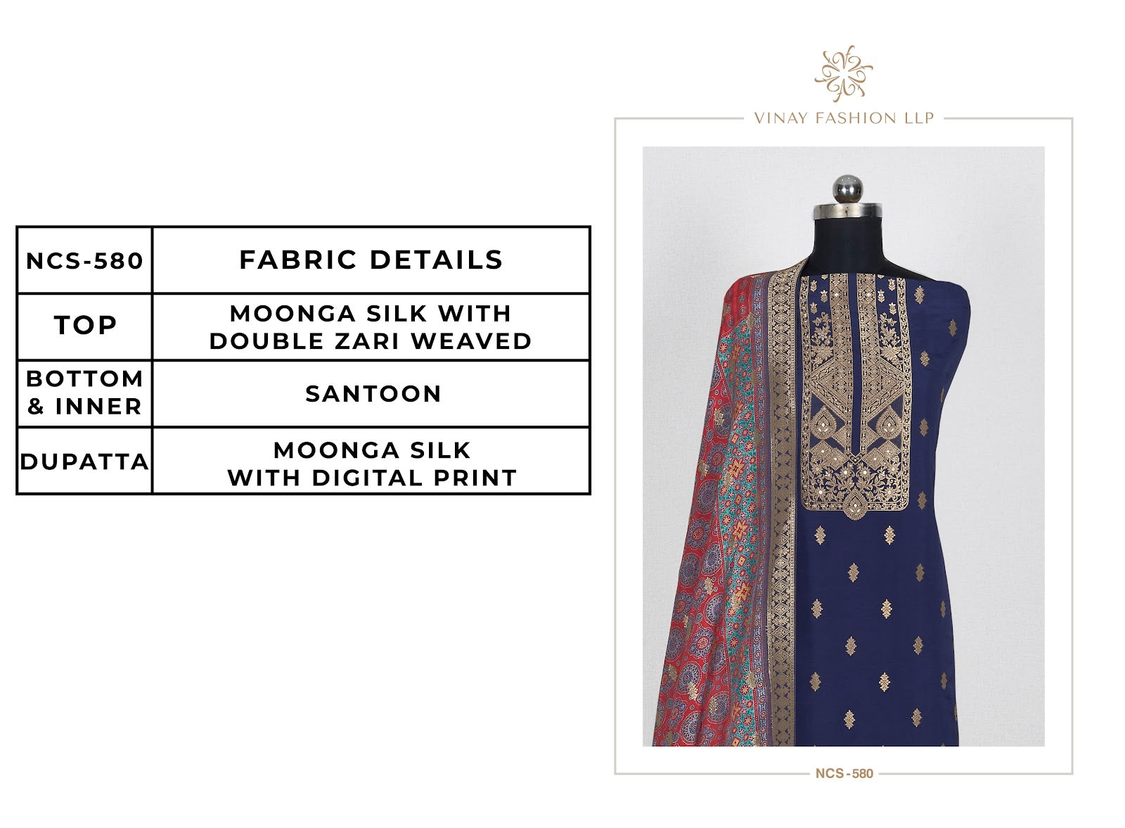 Ncs-580Abc Vinay Fashion Llp Moonga Silk Salwar Suits Exporter Ahmedabad