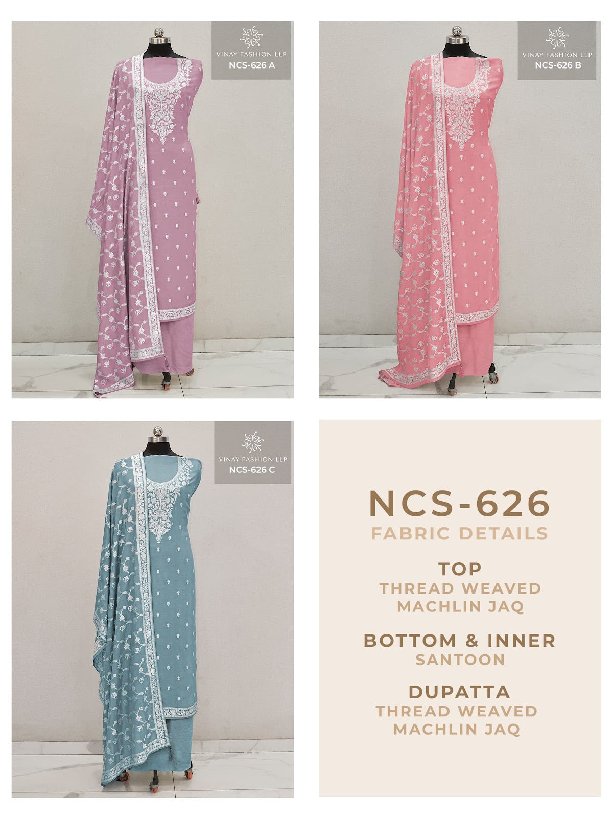 Ncs-625 To Ncs-626 Vinay Fashion Llp Thread Salwar Suits Wholesale Price