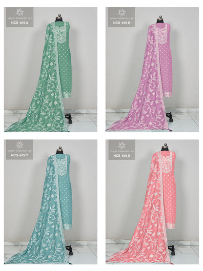 Ncs 615 Vinay Fashion Llp Muslin Jacquard Salwar Suits Wholesaler Gujarat