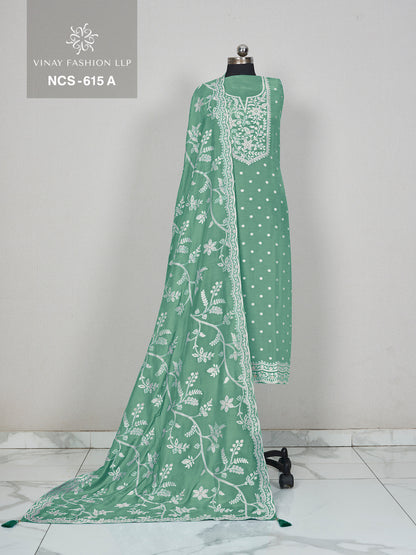 Ncs 615 Vinay Fashion Llp Muslin Jacquard Salwar Suits Wholesaler Gujarat