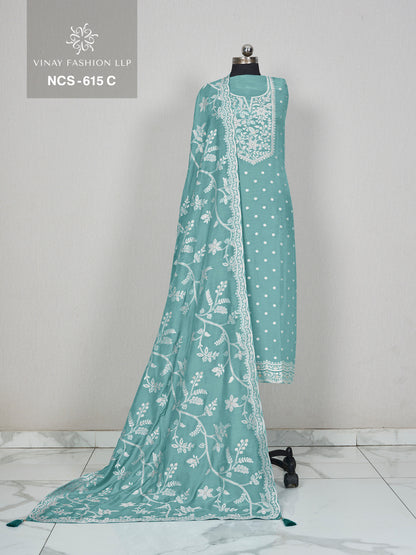 Ncs 615 Vinay Fashion Llp Muslin Jacquard Salwar Suits Wholesaler Gujarat