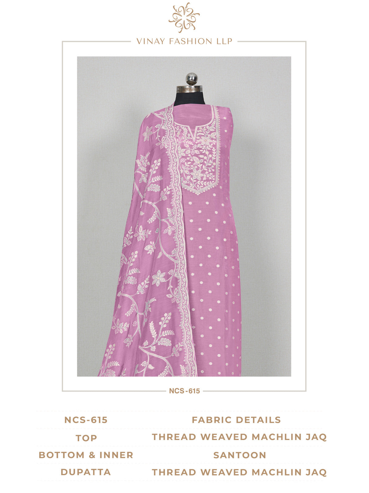 Ncs 615 Vinay Fashion Llp Muslin Jacquard Salwar Suits Wholesaler Gujarat