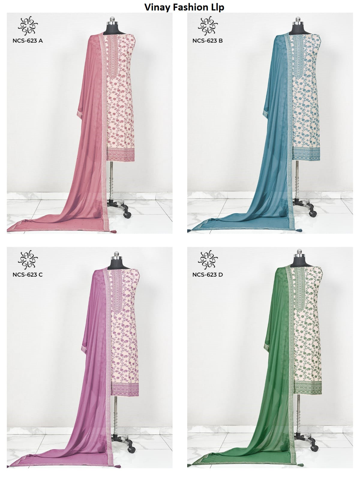 Ncs 623-624 Vinay Fashion Llp Viscose Muslin Salwar Suits Wholesale Rate