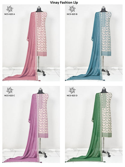 Ncs 623-624 Vinay Fashion Llp Viscose Muslin Salwar Suits Wholesale Rate