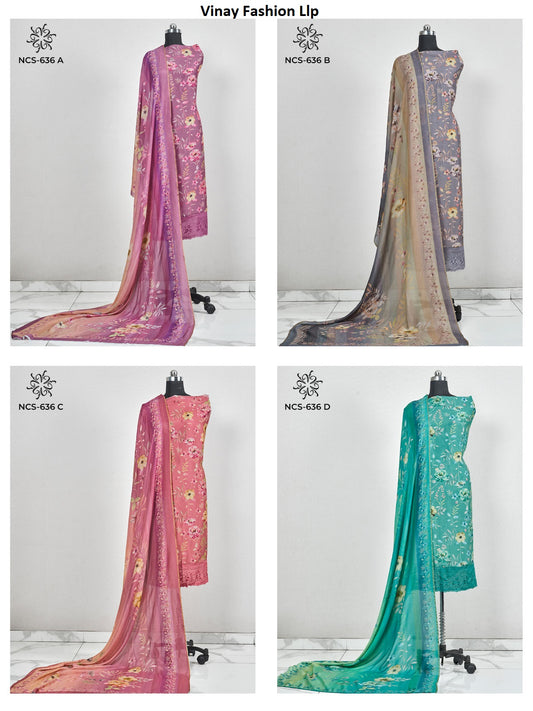 Ncs 636 To 639 Vinay Fashion Llp Viscose Muslin Salwar Suits Wholesale Price