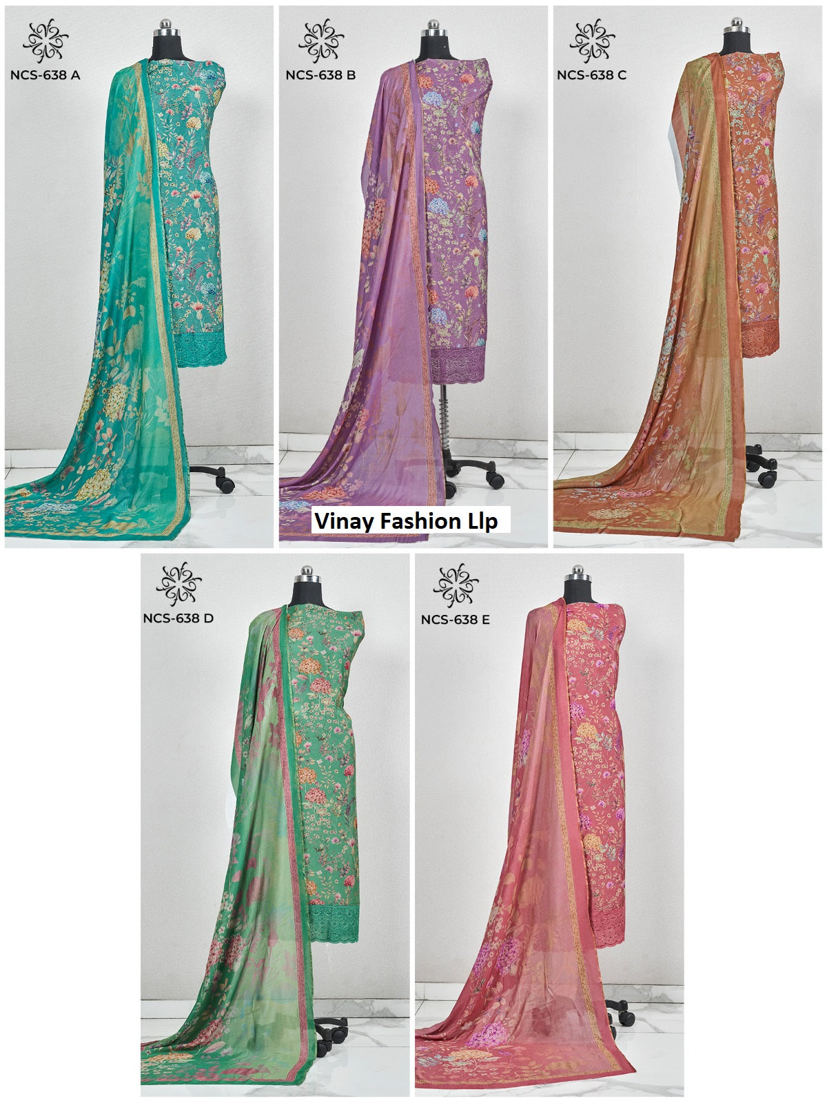 Ncs 636 To 639 Vinay Fashion Llp Viscose Muslin Salwar Suits Wholesale Price