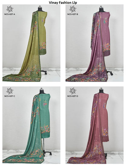 Ncs 636 To 639 Vinay Fashion Llp Viscose Muslin Salwar Suits Wholesale Price