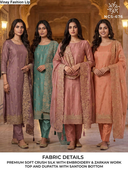 Ncs 676 Vinay Fashion Llp Soft Silk Pant Style Suits Supplier Gujarat