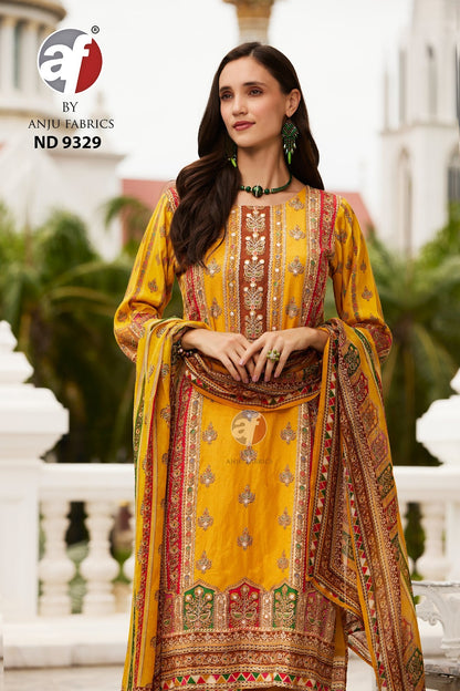 Nd 9329 Af Tissue Simmer Readymade Pant Style Suits Wholesale Rate