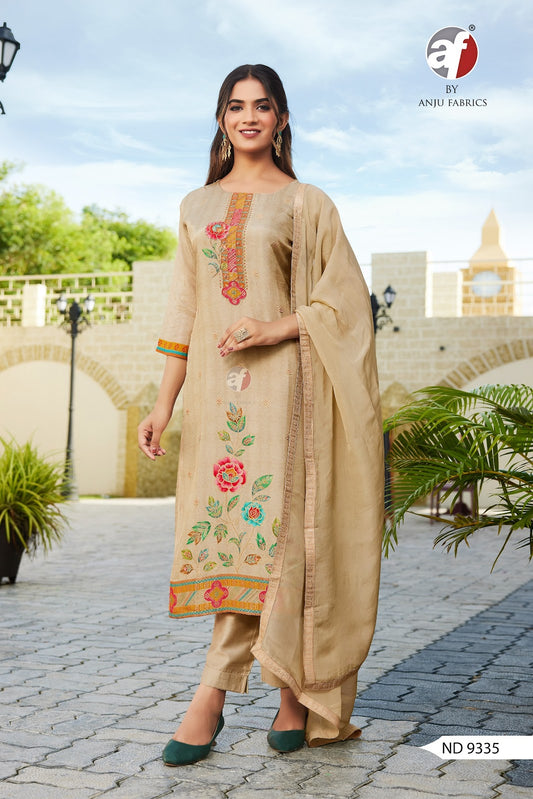 Nd 9335 Af Russian Silk Readymade Pant Style Suits Supplier India