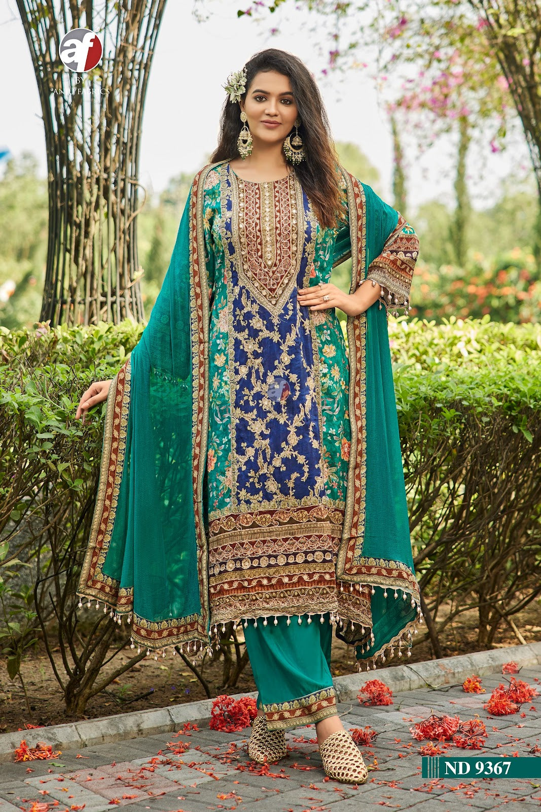 Nd 9367 Tale Cut Af Tissue Simmer Readymade Pant Style Suits Manufacturer