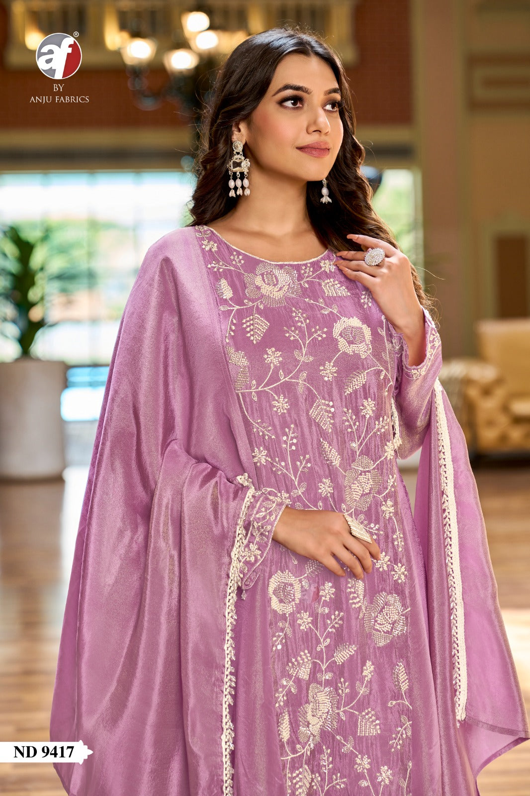 Nd 9416-9418 Af Tissue Simmer Readymade Plazzo Style Suits Wholesaler Ahmedabad