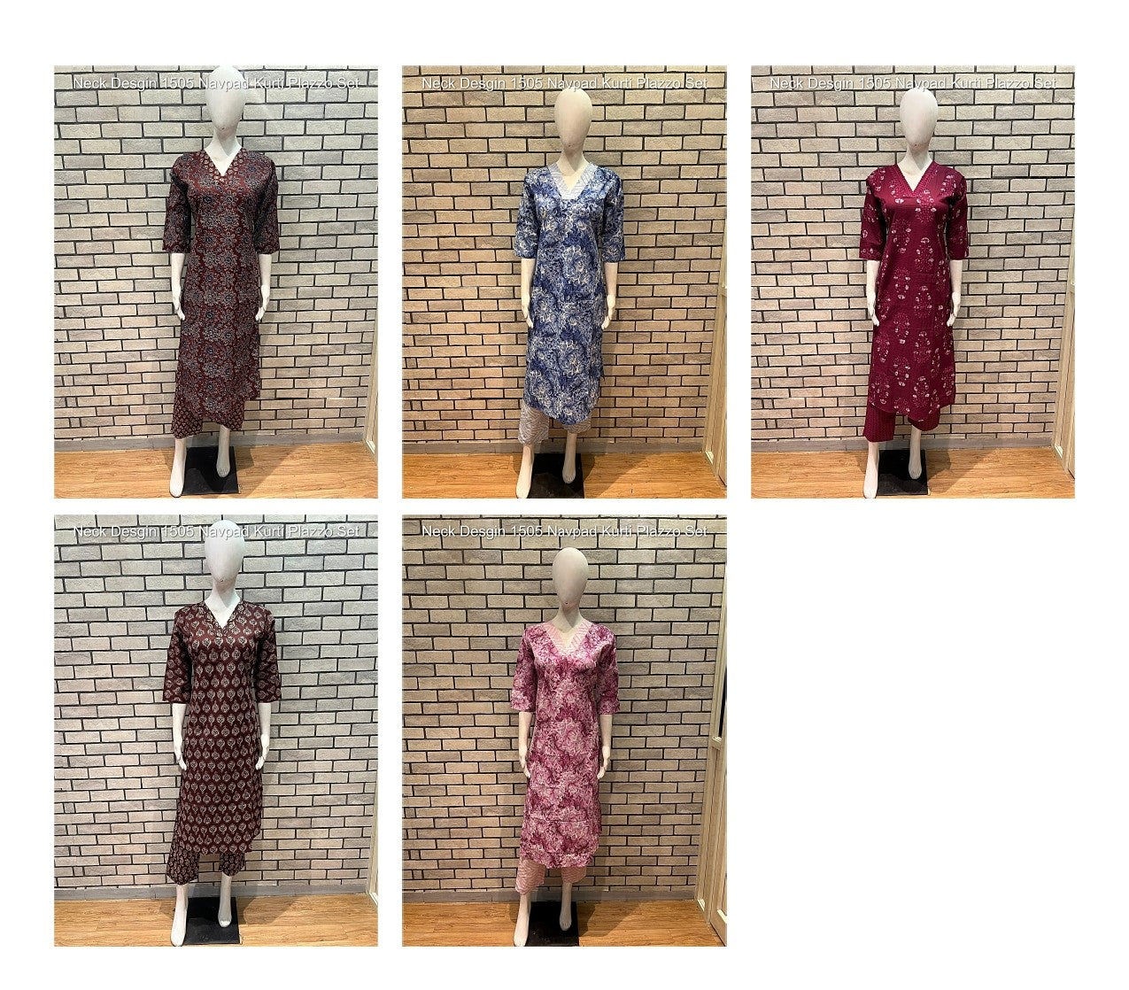 Neck Desgin 1505 Navpad Cotton Kurti Plazzo Set Wholesale Price