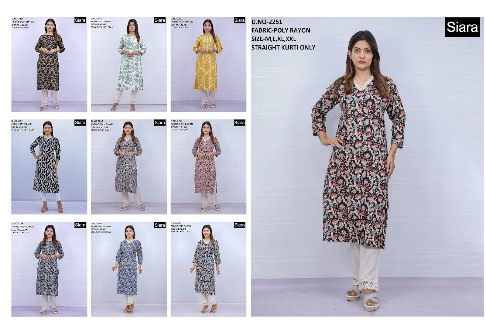 Neck Design 0606 Siara Poli Rayon Straight Cut Kurtis Exporter Gujarat