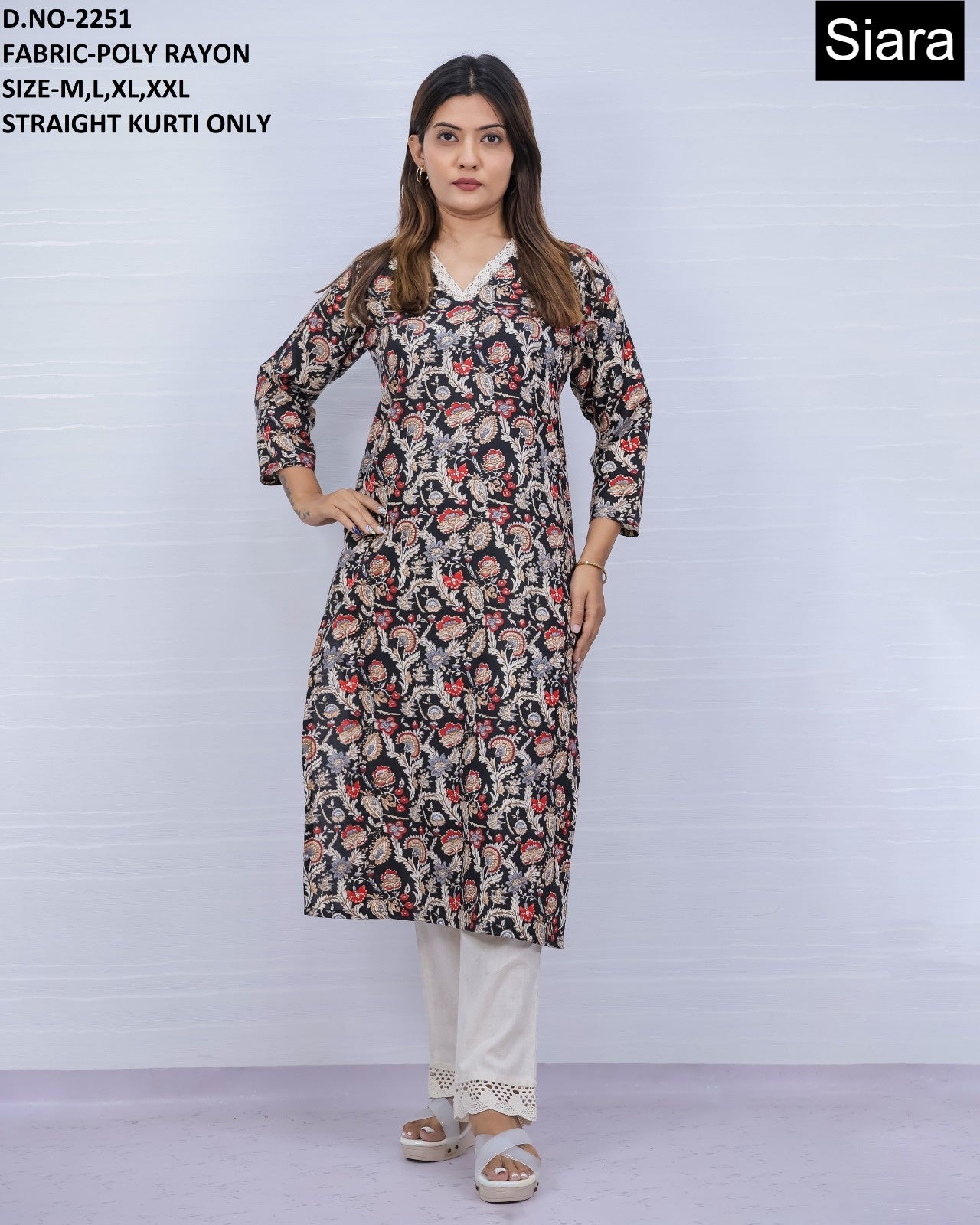 Neck Design 0606 Siara Poli Rayon Straight Cut Kurtis Exporter Gujarat