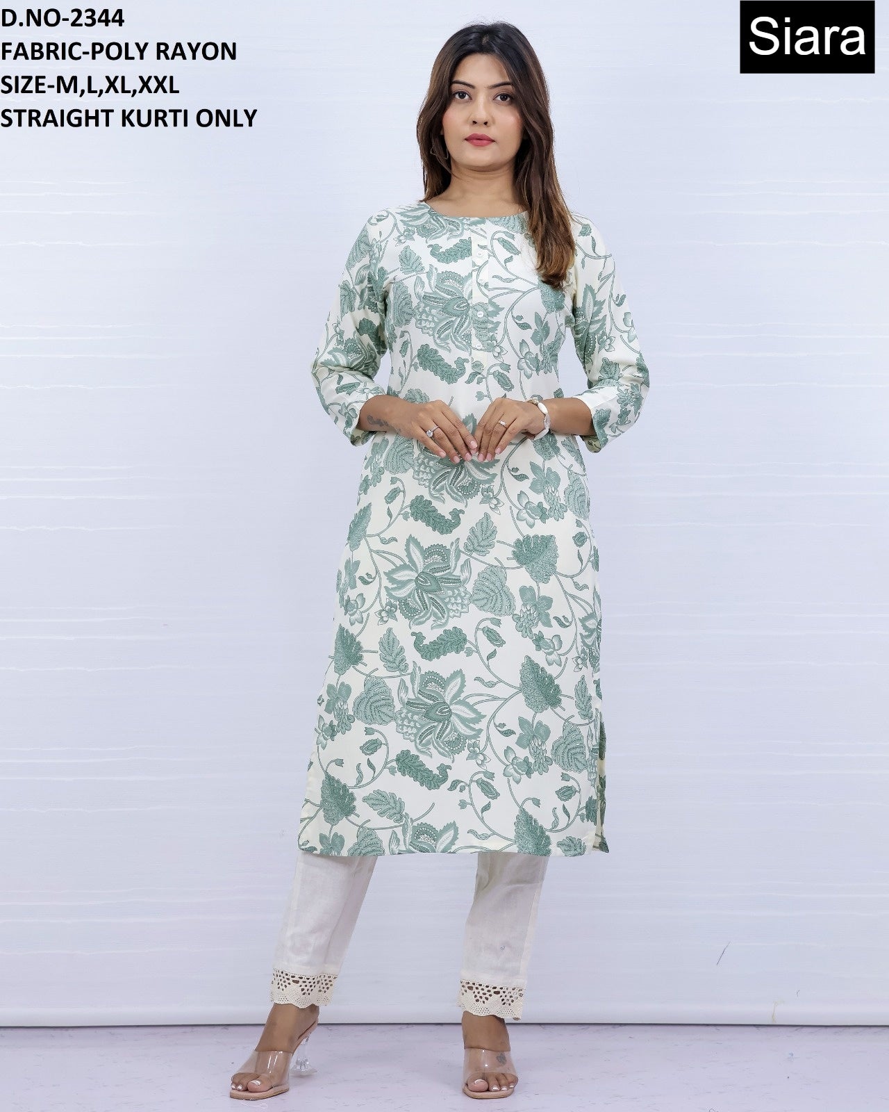Neck Design 0606 Siara Poli Rayon Straight Cut Kurtis Exporter Gujarat