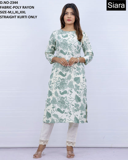 Neck Design 0606 Siara Poli Rayon Straight Cut Kurtis Exporter Gujarat