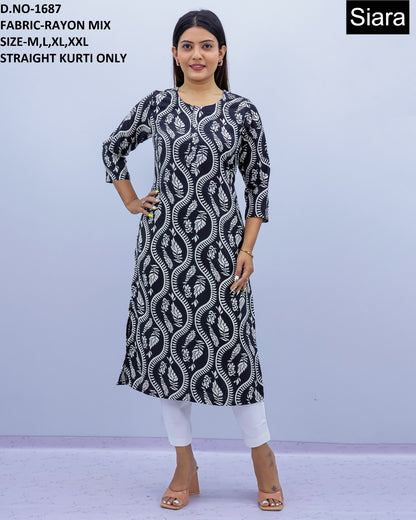 Neck Design 0606 Siara Poli Rayon Straight Cut Kurtis Exporter Gujarat