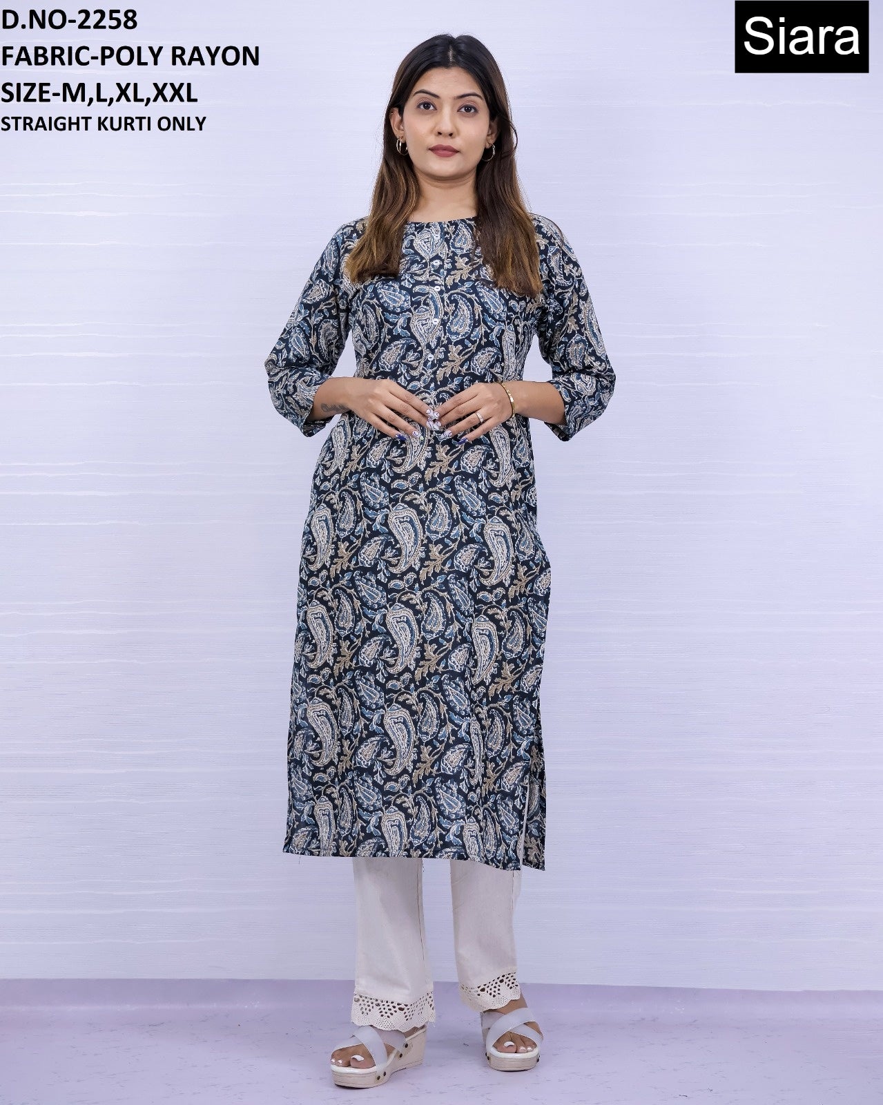 Neck Design 0606 Siara Poli Rayon Straight Cut Kurtis Exporter Gujarat