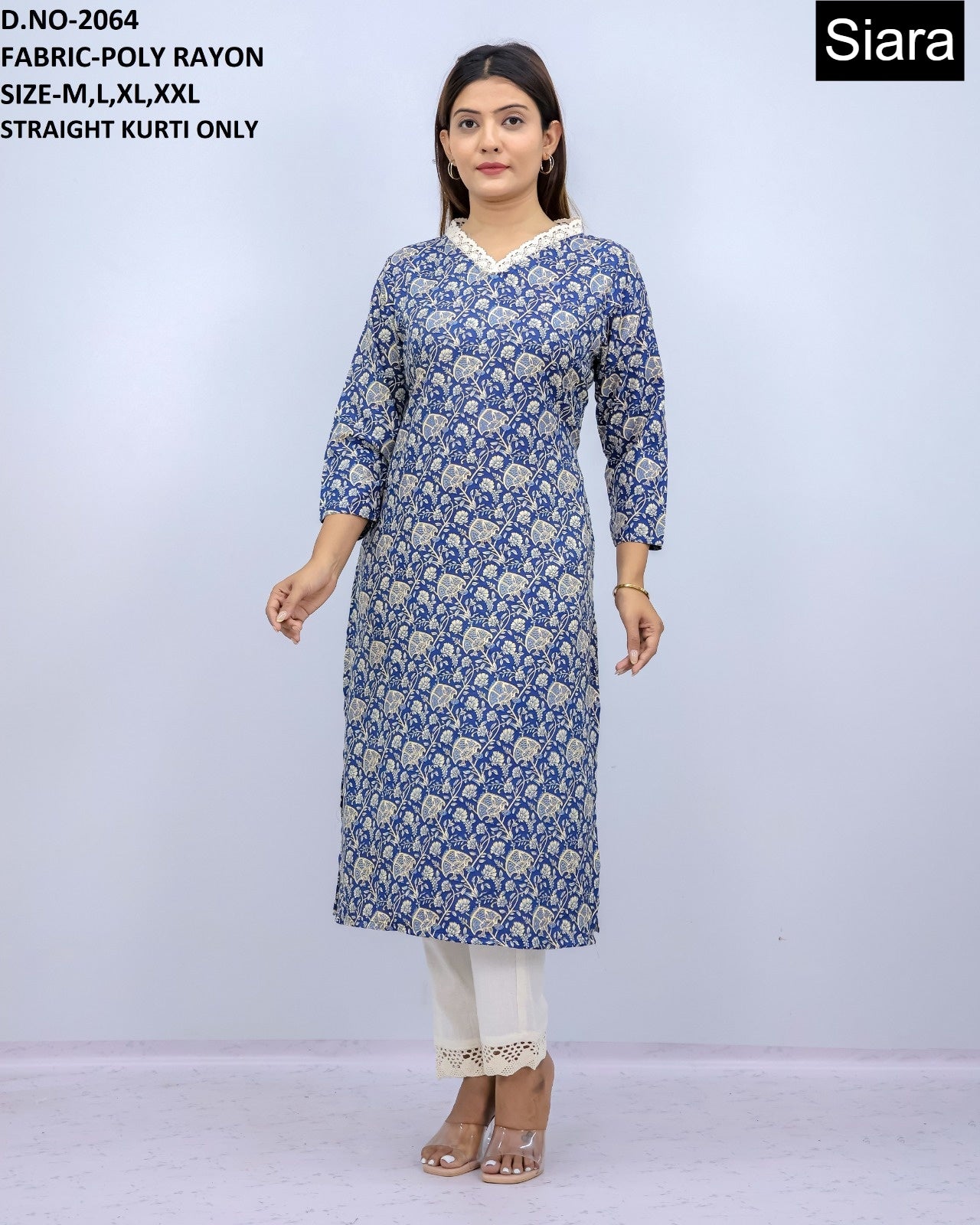 Neck Design 0606 Siara Poli Rayon Straight Cut Kurtis Exporter Gujarat