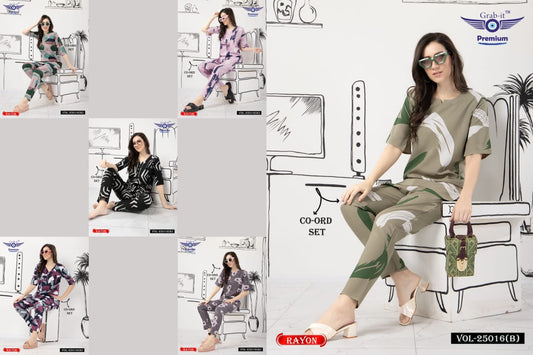 Neck Designs 25016 B Grab It Rayon Co Ord Set Wholesale Price