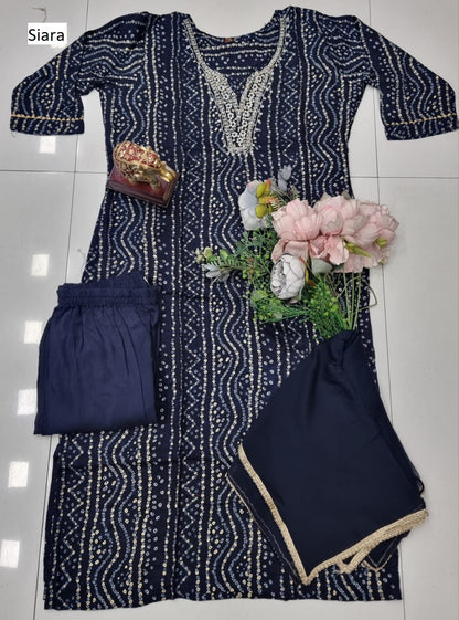 Neck Embroidery Siara Soft Cotton Readymade Pant Style Suits Exporter