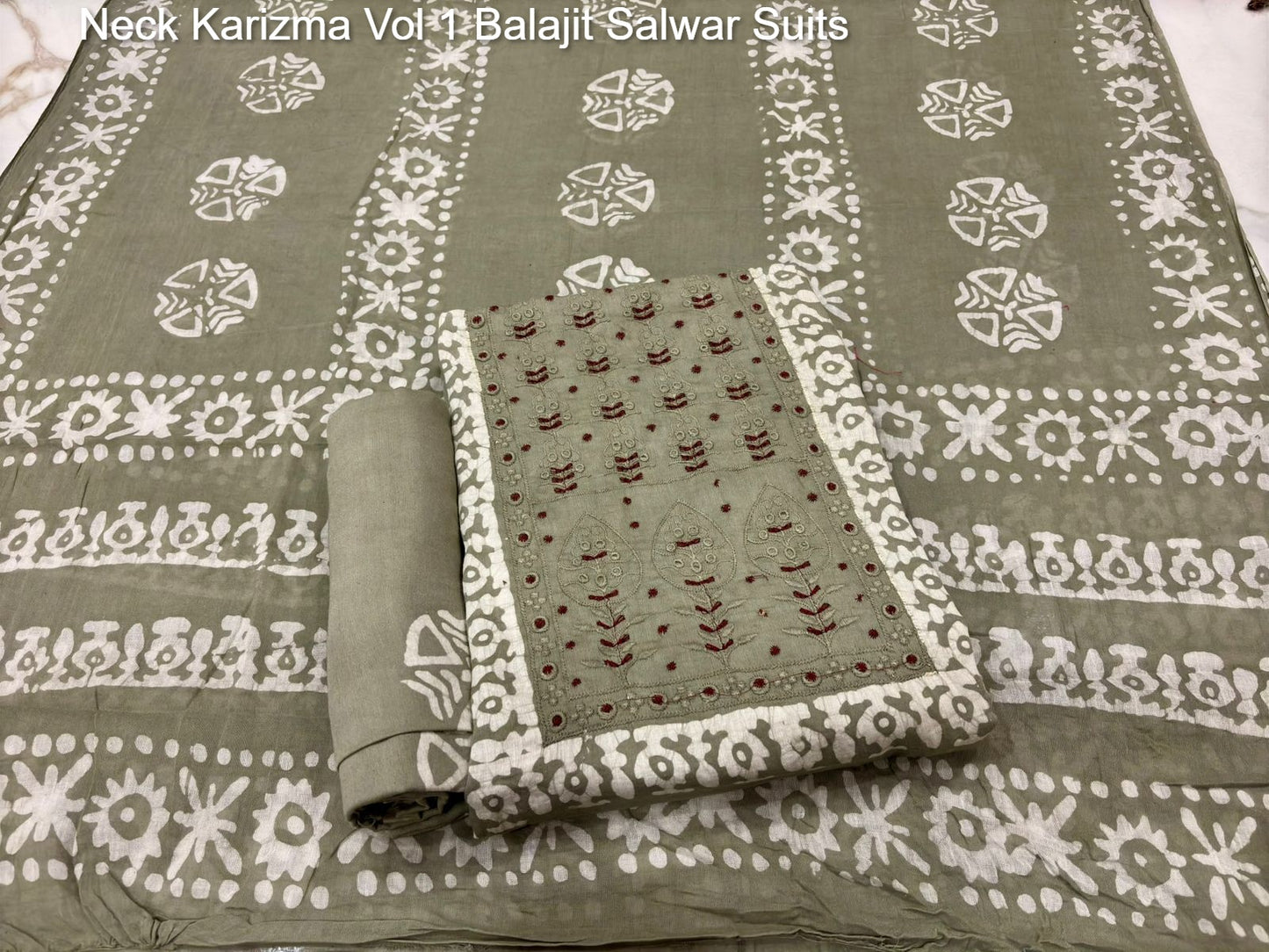 Neck Karizma Vol 1 Balajit Cotton Satin Salwar Suits Manufacturer India