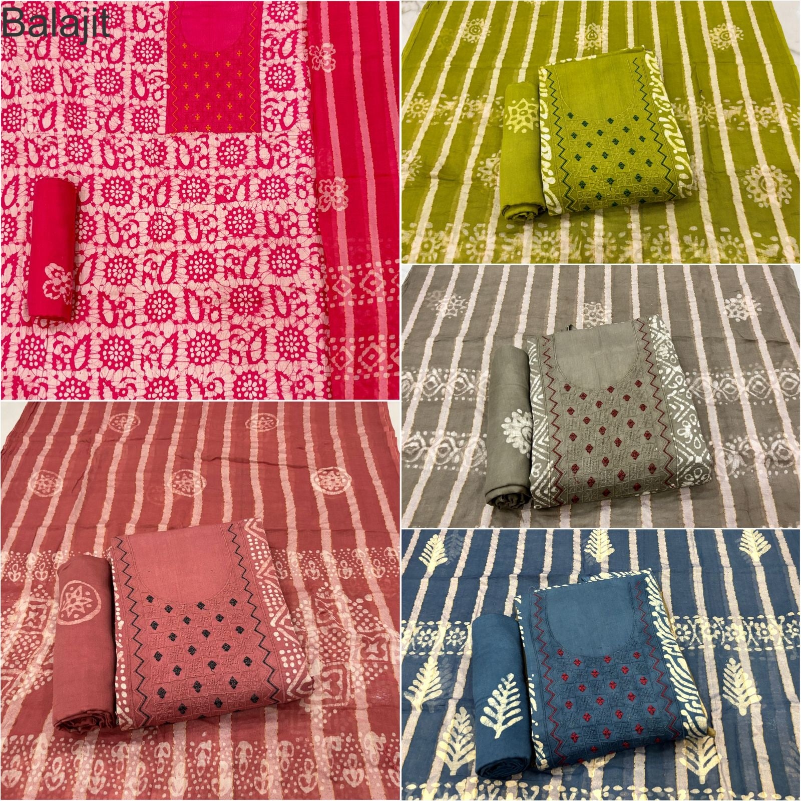 Neck Karizma Vol 3 Balajit Cotton Satin Salwar Suits Supplier Gujarat