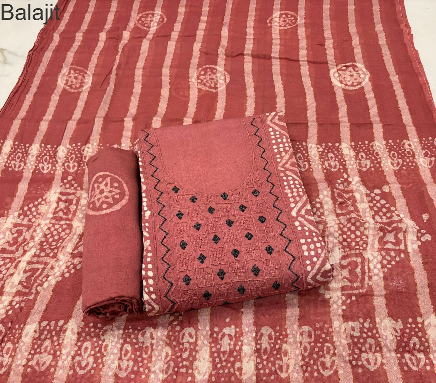 Neck Karizma Vol 3 Balajit Cotton Satin Salwar Suits Supplier Gujarat