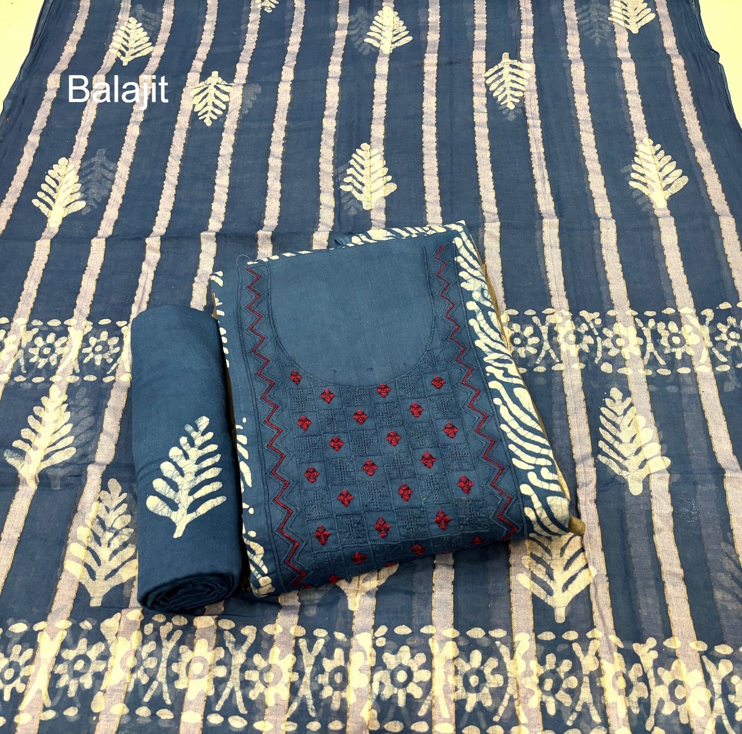 Neck Karizma Vol 3 Balajit Cotton Satin Salwar Suits Supplier Gujarat