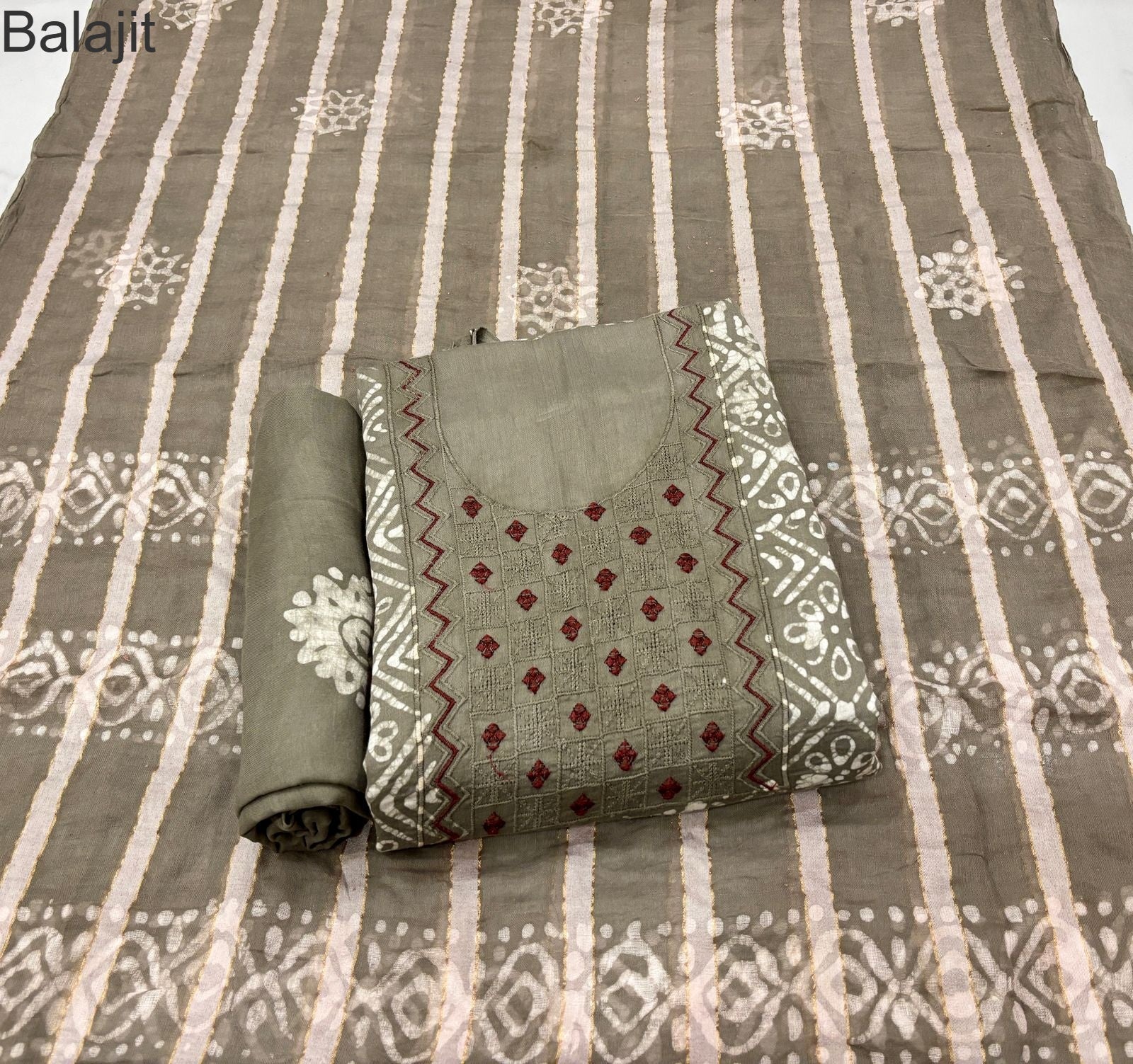 Neck Karizma Vol 3 Balajit Cotton Satin Salwar Suits Supplier Gujarat