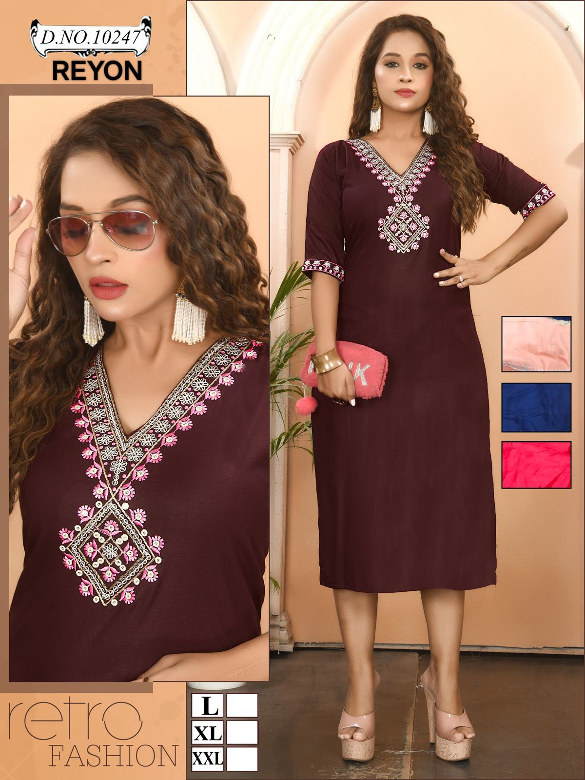 Neck Style Mmc Reyon Long Straight Kurti Manufacturer Ahmedabad