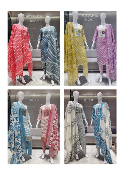 Neck Work 050425 Women Ethnics Readymade Cotton Pant Suits Supplier
