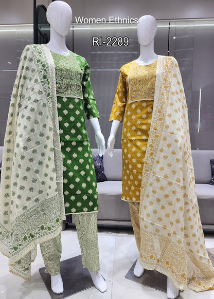 Neck Work 050425 Women Ethnics Readymade Cotton Pant Suits Supplier