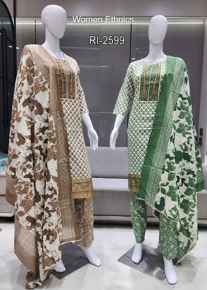 Neck Work 050425 Women Ethnics Readymade Cotton Pant Suits Supplier