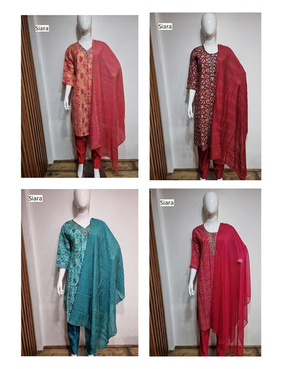 Neck Work 07 Siara Cotton Silk Readymade Pant Style Suits Wholesale