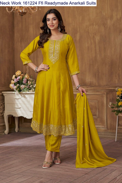 Neck Work 161224 Ffi Vichitra Readymade Anarkali Suits Exporter Gujarat