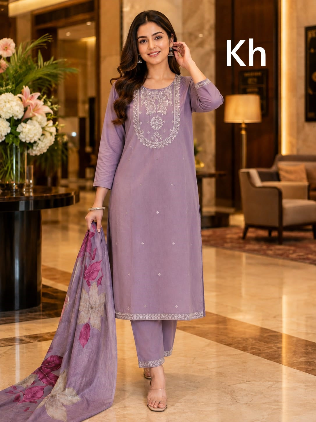 Neck Work 1808 Kh Roman Silk Readymade Pant Style Suits Wholesaler Gujarat