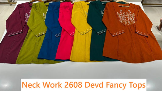 Neck Work 2608 Devd Cotton Fancy Tops Supplier India