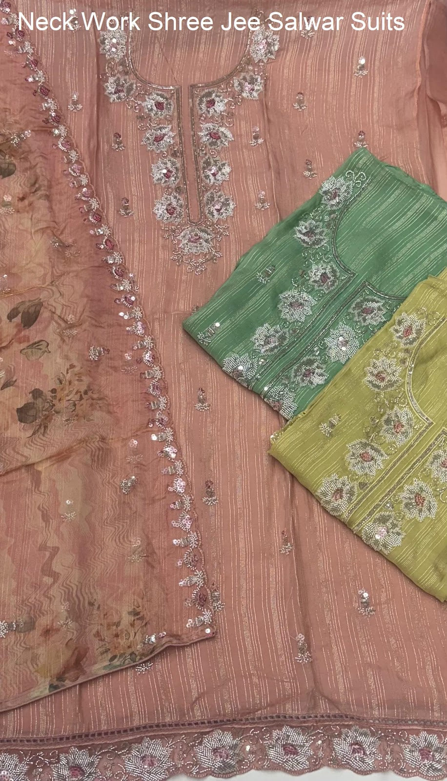 Neck Work Shree Jee Pure Organza Salwar Suits Exporter Gujarat