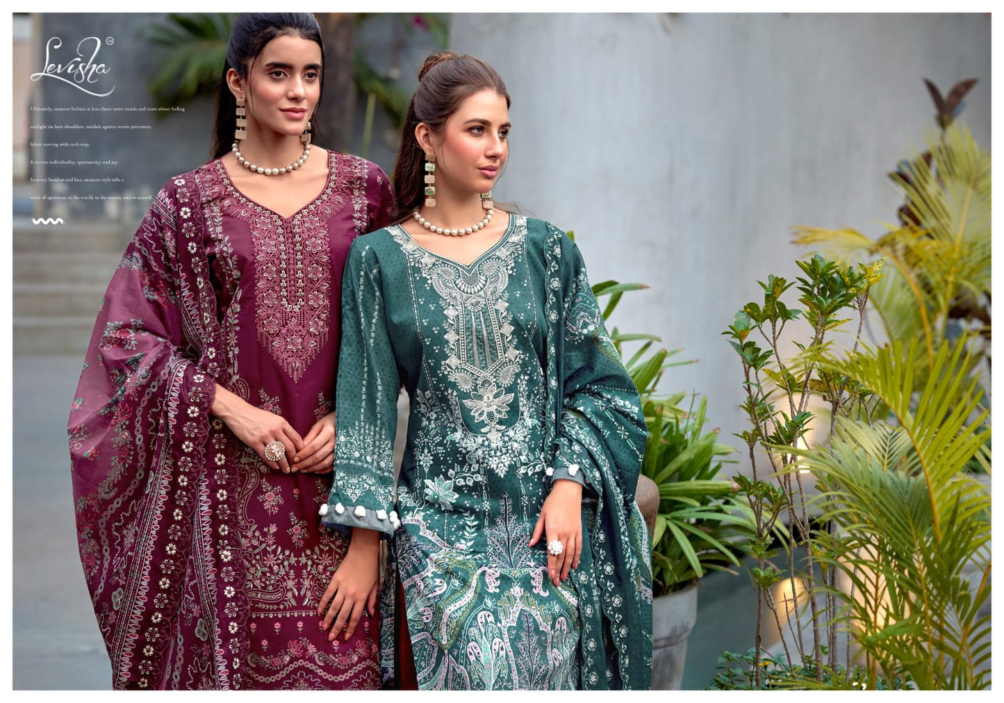 Needal Wonder Nx 2 Levisha Lawn Cotton Karachi Salwar Suits Exporter India