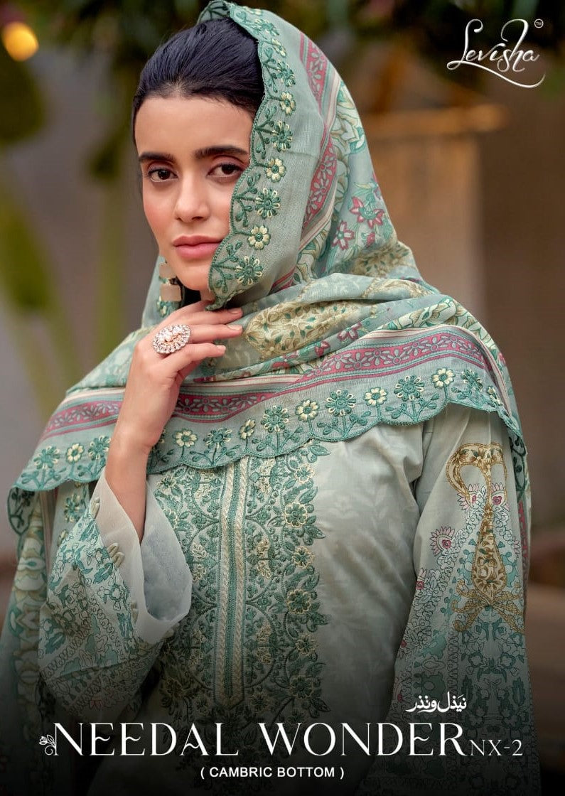 Needal Wonder Nx 2 Levisha Lawn Cotton Karachi Salwar Suits Exporter India