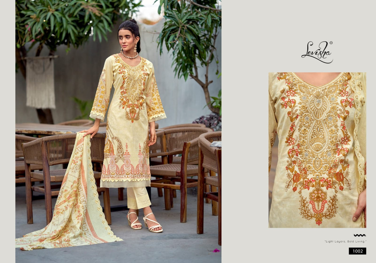 Needal Wonder Nx 2 Levisha Lawn Cotton Karachi Salwar Suits Exporter India