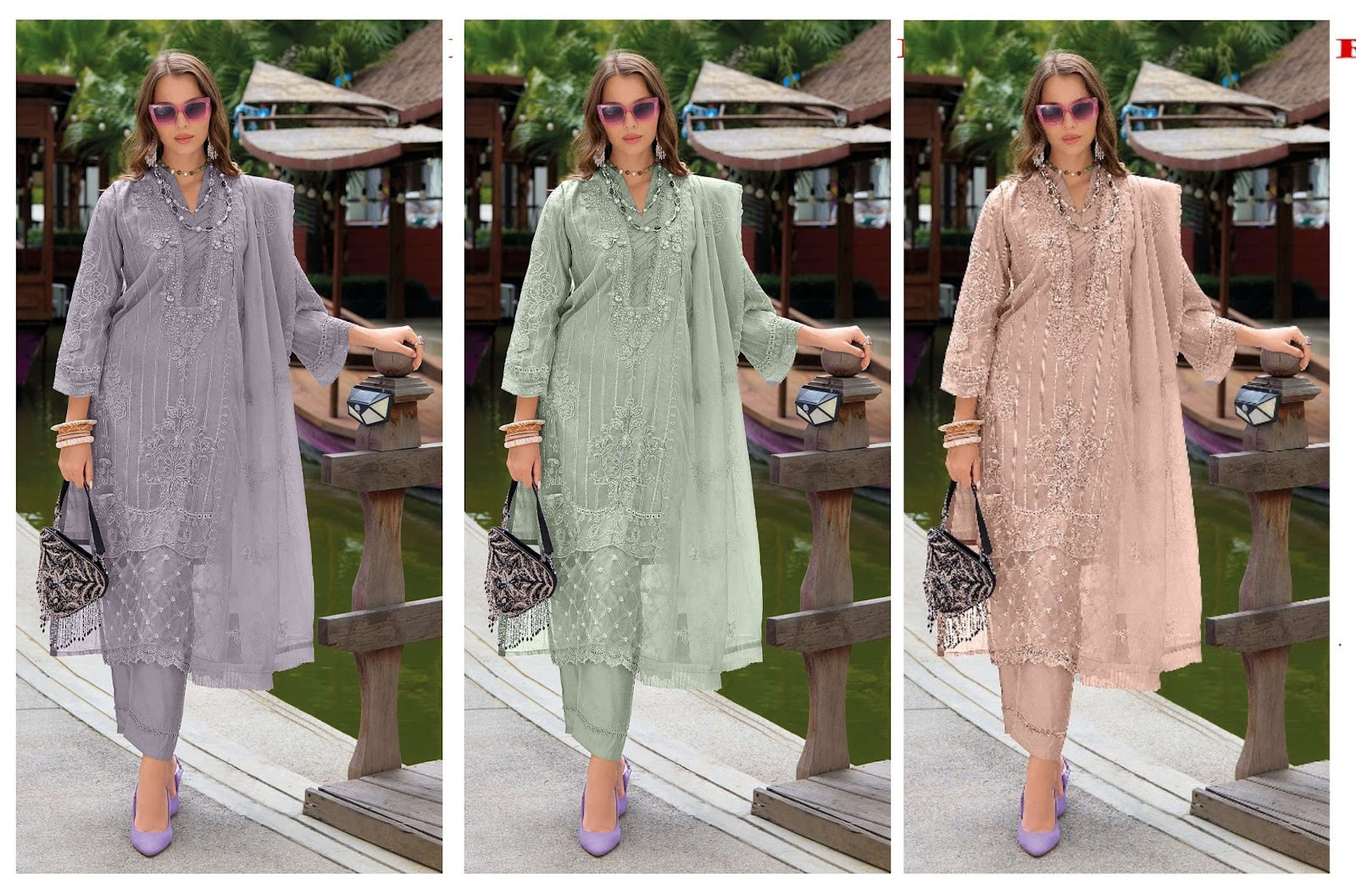 Needle Cn 212 Fepic Organza Pakistani Readymade Suits Wholesale Price