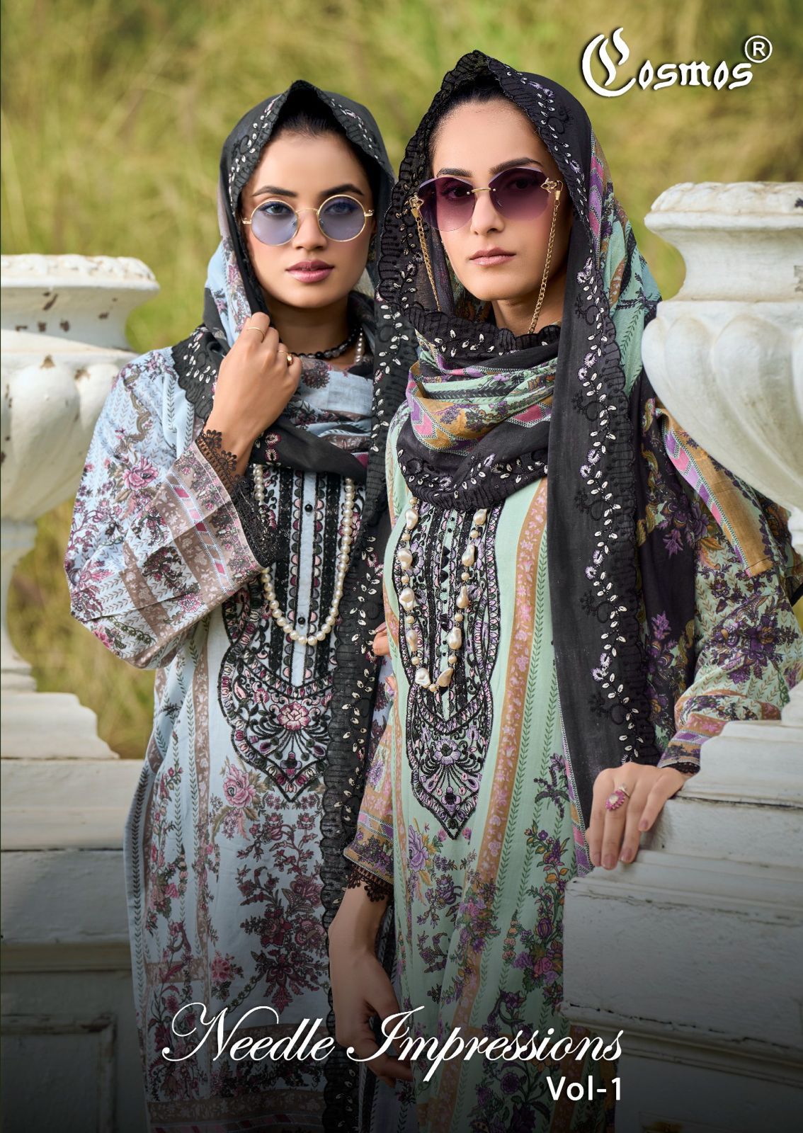 Needle Impressions Vol 1 Cosmos Fashion Lawn Cotton Pakistani Patch Work Suits Wholesale