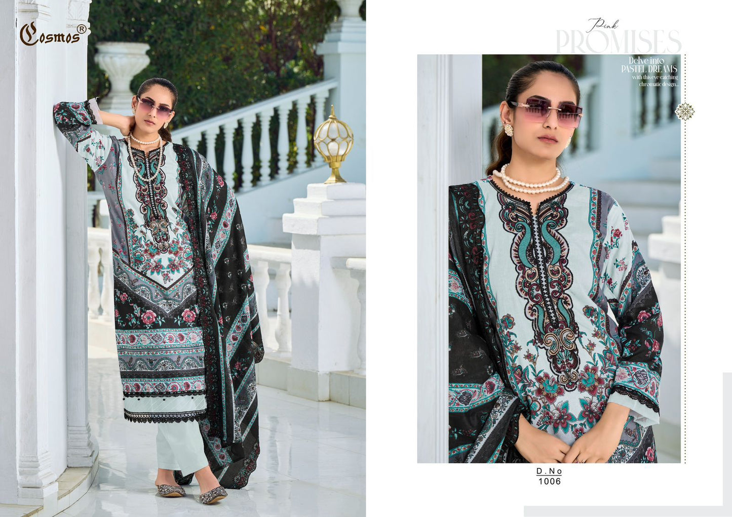 Needle Impressions Vol 1 Cosmos Fashion Lawn Cotton Pakistani Patch Work Suits Wholesale