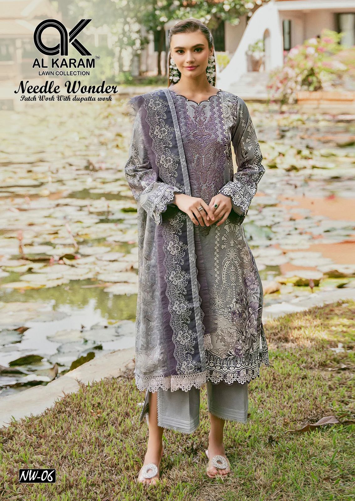 Needle Wonder Al Karam Lawn Cotton Pakistani Patch Work Suits