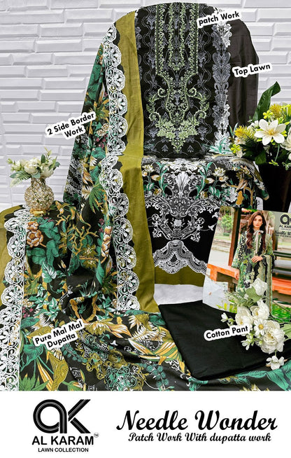 Needle Wonder Al Karam Lawn Cotton Pakistani Patch Work Suits Exporter Ahmedabad