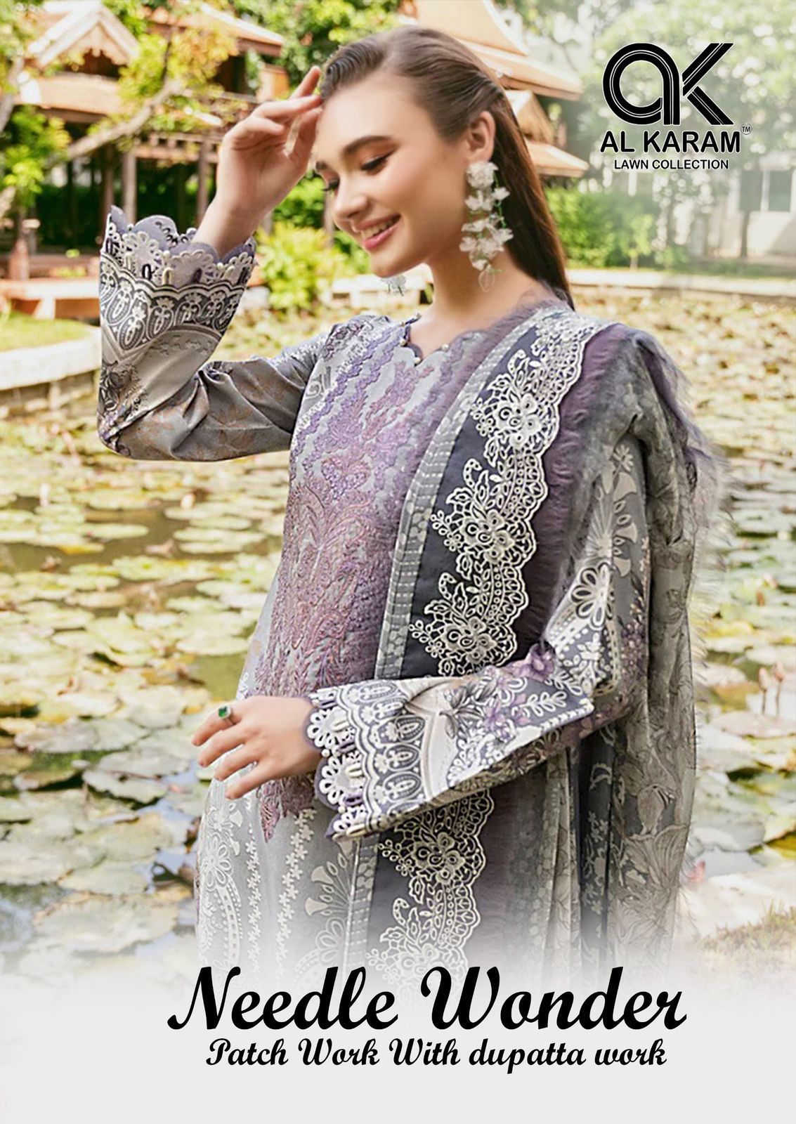 Needle Wonder Al Karam Lawn Cotton Pakistani Patch Work Suits Exporter Ahmedabad