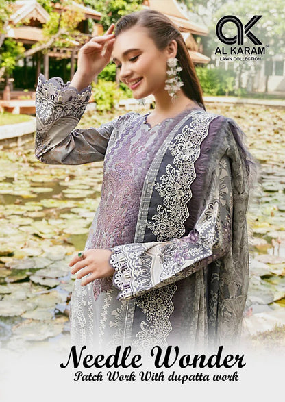 Needle Wonder Al Karam Lawn Cotton Pakistani Patch Work Suits Exporter Ahmedabad
